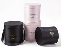 Boîte à fleurs rigide personnalisée en carton cylindrique, emballage de bouquet, boîte cadeau avec poignée, écologique, haut de gamme, pour fleurs fraîches, séchées ou préservées