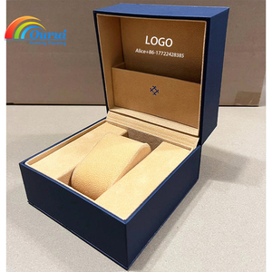 Factory Direct Sale Classic Blue PU <b>Watch</b> Box Leather <b>Watch</b> Box Custom Logo for Men Women <b>Watch</b> <b>Case</b> Luxury Gift Packaging - Product Image 1