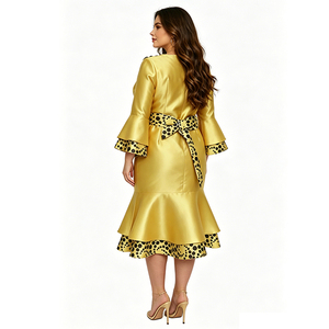 Vestido de Mujer Elegante e Informal, Estampado Floral, Tejido de Poliéster de Alta Calidad, con Spandex, Tallas Grandes, Brocado - Product Image 3