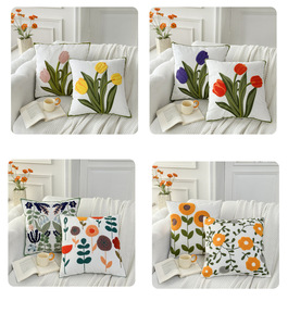 Embroidered Throw Pillow Cover - 18x18 Decorative Pillow Cover with Zipper Aesthetic Cute Design Boho Cozy Throw Pillowcase - Product Image 5