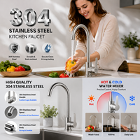 Robinet de cuisine en acier inoxydable SUS304 durable, finition brossée, pivotant à 360°, monocommande, à poser sur comptoir, mitigeur eau chaude et froide, vente en gros