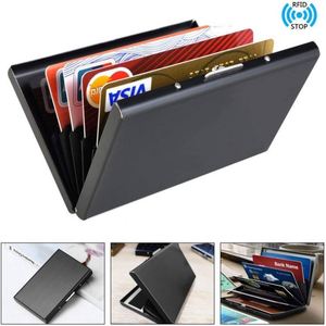 Mens Slim Stainless Steel Rfid Blocking Cardholder <b>Wallet</b> <b>Metal</b> Credit Card Case Card Sleeves With 6 Slots - Product Image 6