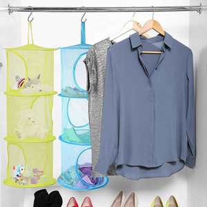 Quick Drying Hanging Bag for Kids <b>Laundry</b> Wall Hanging Grid Collapsible Folding Organizer Hamper <b>Laundry</b> Basket for Kid - Product Image 2