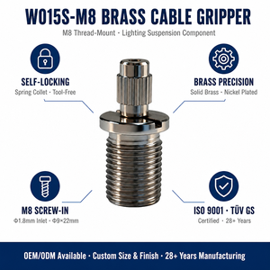 Colliers de serrage en laiton pour câbles, accessoires d'éclairage à filetage, pince à ressort autobloquante, fixation de câble réglable sans outil pour <span class=keywords><strong>suspension</strong></span> - Product Image 2