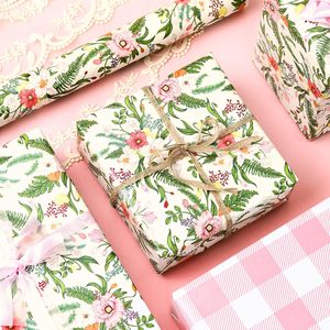 MAYPLUSS Floral Wrapping <b>Paper</b> <b>Roll</b> 17Inch x 33Feet Reversible Pink Grid Spring Summer Gift <b>Wrap</b> Eco-Friendly - Product Image 3