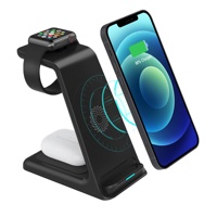 Estación de Carga Inalámbrica 3 en 1, Base de Carga Rápida para iPhone, iWatch, AirPods Pro, Soporte Universal para Teléfono Inteligente, Base de Escritorio