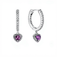 Pendientes de Aro Colgantes con Corazón ChuYao para Mujer, Tono Plateado, con Circonitas Pavé, Joyería de Moda al por Mayor