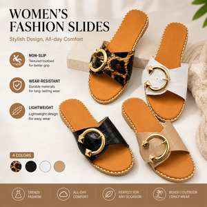<span class=keywords><strong>Sandalias</strong></span> <span class=keywords><strong>Planas</strong></span> Redondas para <span class=keywords><strong>Mujer</strong></span>, Pantuflas Casuales de Moda al por Mayor con Hebilla Metálica - Product Image 2