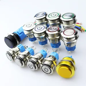 Interrupteur métallique, 12/24V, 5 broches, 12/19mm, bouton-poussoir, anneau d'alimentation LED, étanche