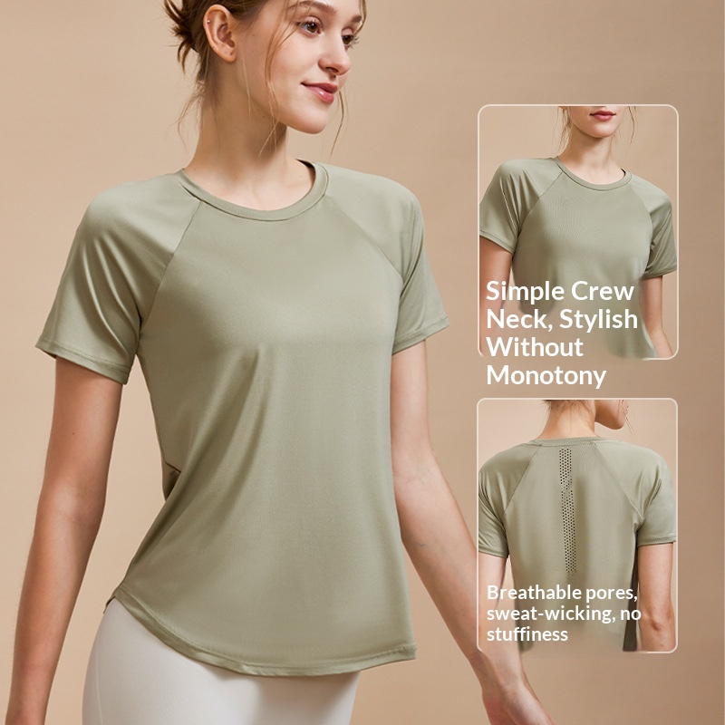 Custom Logo Workout Fitness Women Short Sleeve Tennis T-shirt Polyester Spandex Quick Dry Stretch Yoga Women's T-Shirts