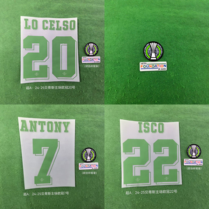 Pegatina Termoadhesiva con Nombre y Número <span class=keywords><strong>del</strong></span> Real <span class=keywords><strong>Betis</strong></span> 24-25 para la Liga de Campeones - Product Image 4