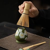 Ensemble de thé Matcha Gongfu en bambou Harmony Modern avec design écologique, tasse équitable et pot de rangement assorti
