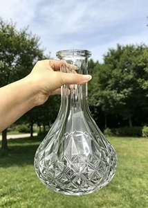 Clear Glass Carafe Decanter Ribbed <b>Bottle</b> <b>Stopper</b> Flask for Home Bar Serving - Product Image 3