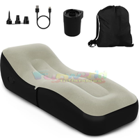 Fauteuil Gonflable Portable et Pliable pour Camping, Canapé-Lit de Repos avec Pompe Électrique pour Couple, Intérieur et Extérieur