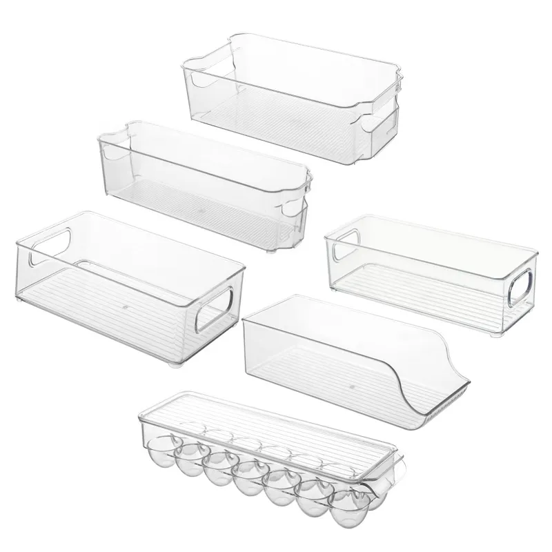 Linh Vật BPA Miễn Phí Tủ Lạnh Tủ Đông Hộp Thùng Tủ Lạnh Organizer Stackable Thực Phẩm Lưu Trữ Container Ngăn Kéo Tổ Chức Cho