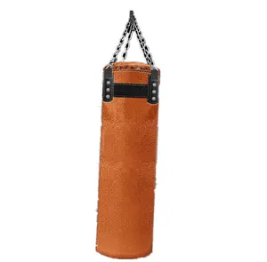 wholesale Leather Sandbag Suede Hook Hanging Punching Bag Kicking Muay Thai Train Boxing Sand Bags