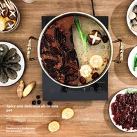 Marmite à soupe en acier inoxydable 304 au design moderne, finition martelée dorée, avec couvercle en verre trempé, compatible lave-vaisselle et cuisinière à induction