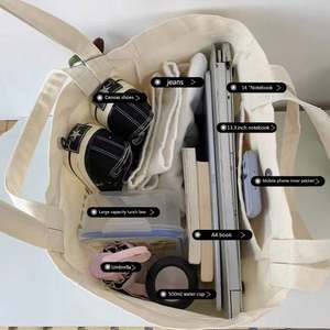 Bolsas de Lona Grandes Plegables Ecológicas para Mujer al por Mayor, Bolsas de Lona Lisas para Compras con Logotipo Personalizado Impreso - Product Image 5