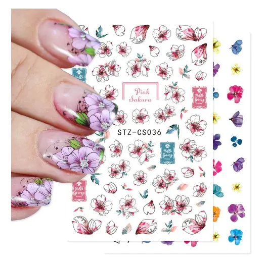 Nail Manicures Accessories free cool DIY Style Nail Art 3D Floral Slider Sticker Foil Designs Flowers Nail Decals