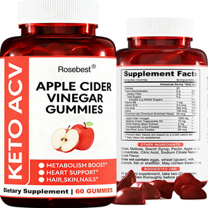 Rosebest Vendita all'Ingrosso OEM Etichetta Privata Gommose Biologiche Keto ACV per Perdita di Peso 1000mg Gommose all'Aceto di Mele per una Digestione Sana - Product Image 1