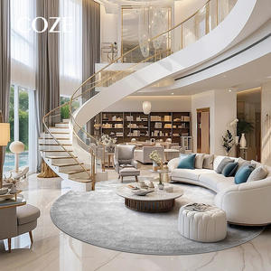 Tapis Moderne de Luxe Design en Mélange de Laine, Imperméable et Antidérapant, Forme Ronde, Épaisseur 11mm, Jacquard Tissé à Poil Coupé pour Salon - Product Image 3