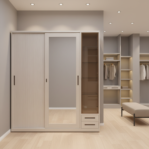 工場卸売カスタマイズ可能なスチール製自立式両開き現代風アルモア省スペースデザインアパート寝室用ワードローブ - Product Image 5