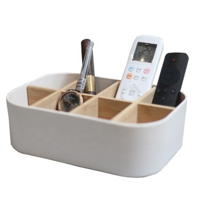 Amazon hot sale bamboo makeup brush holders desk office organizer bamboo pencil box