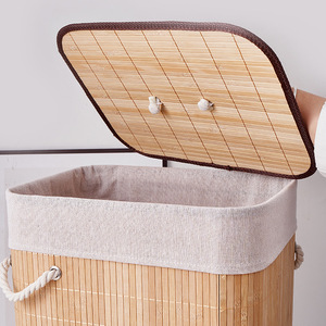 Cesta de Almacenamiento Redonda Tejida de Bambú Ecológica <span class=keywords><strong>para</strong></span> <span class=keywords><strong>Ropa</strong></span> <span class=keywords><strong>Sucia</strong></span> y Juguetes de Niños, Uso en Dormitorios, <span class=keywords><strong>Cesto</strong></span> de Lavandería Grande con Tapa - Product Image 2