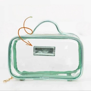 <b>Waterproof</b> Durable PVC Cosmetic <b>Bag</b> High Quality Portable Zipper Pouch Custom Leather Label Makeup <b>Bag</b> for Travel - Product Image 1