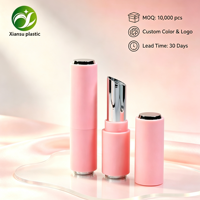 Tube de rouge à lèvres vide rond rose au design populaire avec coupelle de recharge inclinée, emballage cosmétique en plastique pour rouge à lèvres et baume à lèvres en gros