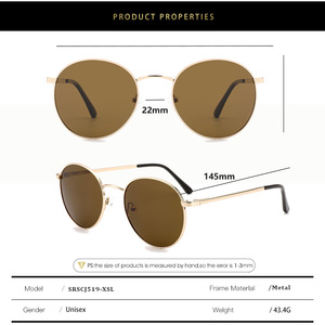 Sunray Sunglasses Manufacturer Custom Color Custom Lens Metal Double Bridge Lightweight TAC UV400 Round Polarized Sunglasses - Product Image 4