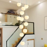 Lustre long rotatif de style nordique moderne et simple, double style, pour appartement, villa de grande hauteur, salon, étage intermédiaire