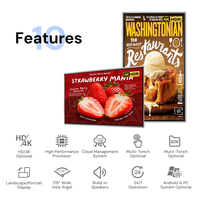 Pantalla LCD para Menús, Pantalla Digital Publicitaria Full HD 1080p, CMS Integrado, Basado en Android, IP3, Montaje en Pared, para Uso Comercial en Interiores