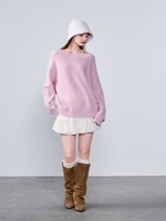 Pull en cachemire pur à 100 %, anti-rides, respirant, pour femme, col rond oversize, tricoté, chaud et doux pour l'hiver