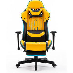 Chaise de jeu E-sports jaune confortable et moelleuse, chaise de <span class=keywords><strong>bureau</strong></span> pour jeux vidéo, support pour ordinateur portable personnalisé, en cuir, avec repose-pieds - Product Image 4