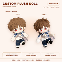 Poupée en peluche en coton personnalisée, garçon, col marin, pull en tricot, short en jean, cadeau de collection pour fans, vente en gros