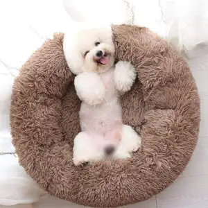 Cama de felpa para perros y gatos, removible, lavable, calmante, Cuddler, piel sintética XL, respetuoso con el medio ambiente, esponjoso, grueso, antiansiedad, Donut, redondo, 2021