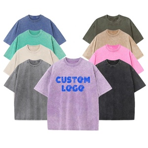 260 Gsm Vintage algodón de gran tamaño estampado Streetwear peso pesado 100% algodón Unisex personalizado gráfico lavado camiseta fabricante - Product Image 1