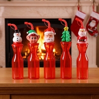 Botella de burbujas navideña con pajita, diseño de Papá Noel, muñeco de nieve y elfo, varita de burbujas de plástico PET, juguete para niños, recuerdo para fiestas navideñas