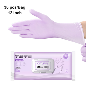 QITU 12 بوصة 7g قفازات النتريل المنزلية للاستعمال مرة واحدة بأربعة ألوان لينة وخفيفة الوزن بودرة متوسطة خالية من الماء للاستخدام مرة واحدة - Product Image 4