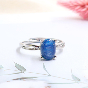 En gros Bagues ajustables en pierres précieuses naturelles : Pierre de lune, Cristal, Aigue-marine, Jadeite, Kyanite, Malachite - Product Image 2