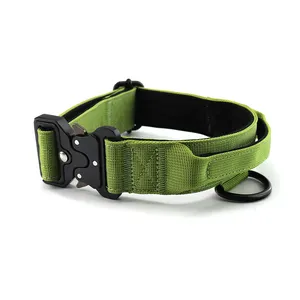 Outdoor With Handle Dog Collar Heavy Duty Nylon Adjustable Pet Collars Tactical Dog Collar And Leash