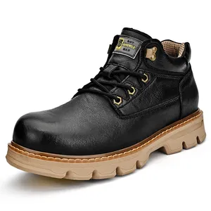 Botas Martin para homens, botas de trabalho de cano baixo com sola grossa e vento britânico, tamanho grande para maré ao ar livre, compatível com meninos, comércio exterior