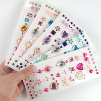 Stiker Permata Akrilik, Perhiasan Wajah untuk Pertunjukan Anak Perempuan, Stiker Wajah Kristal Warna-warni untuk Riasan DIY Anak-anak