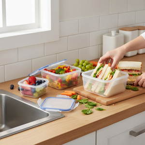 Transparent Square Food Storage <b>Container</b> With Airtight Lid For Lunch And <b>Refrigeration</b> - Product Image 3