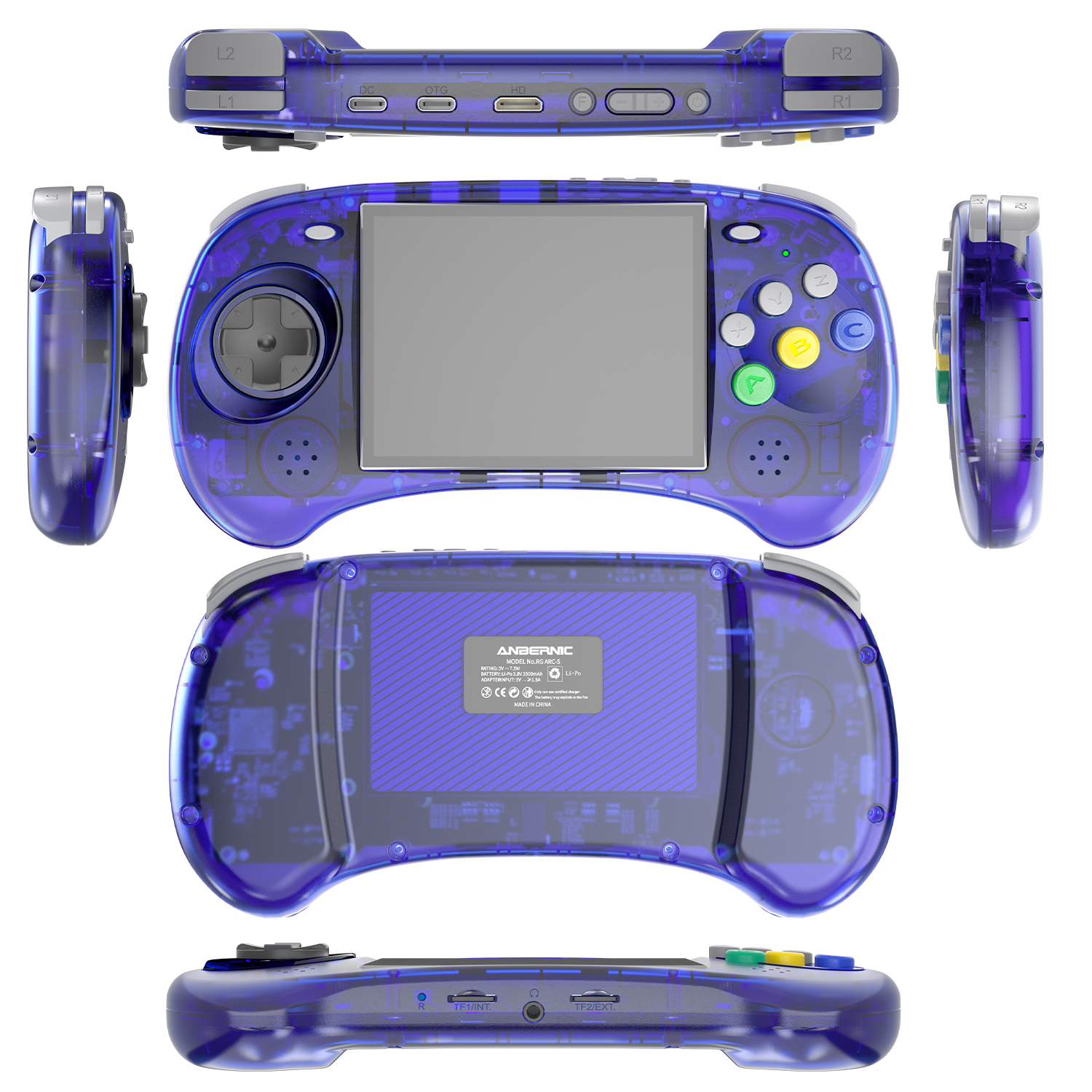 RG ARC-S Handheld Game Console 4.0 Inch IPS Screen Linux System RK3566 64bit 5G WiFi Bluetooth 4.2 Retro Video Player With 128GB Card 20 Simulator 4541 Games Support Wired Handle(RG ARC-S-Black
