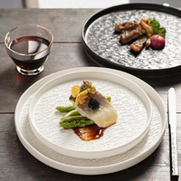 Assiettes à dîner en céramique de grès de texture de roche nordique Plats en porcelaine écologiques Style américain poli 6-10 pièces pour le dos