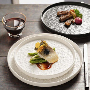 Platos de cena de cerámica de <span class=keywords><strong>gres</strong></span> con textura de <span class=keywords><strong>roca</strong></span> nórdica, platos de porcelana ecológicos, estilo americano pulido, 6-10 piezas para la espalda - Product Image 4