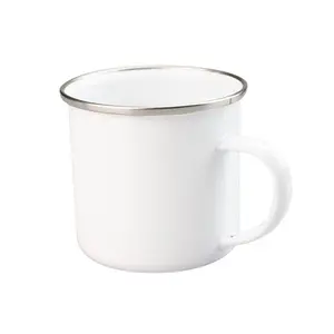 Cadeau Gebruik Kerst Hot Sale Sublimatie Blanco Wit Emaille Cup Camping Mok Koffie Melk Mokken Kopjes