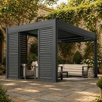 Pergola bioclimatique en aluminium à lames motorisées, toit ouvrant de luxe pour terrasse extérieure, auvent imperméable, gazebo électrique